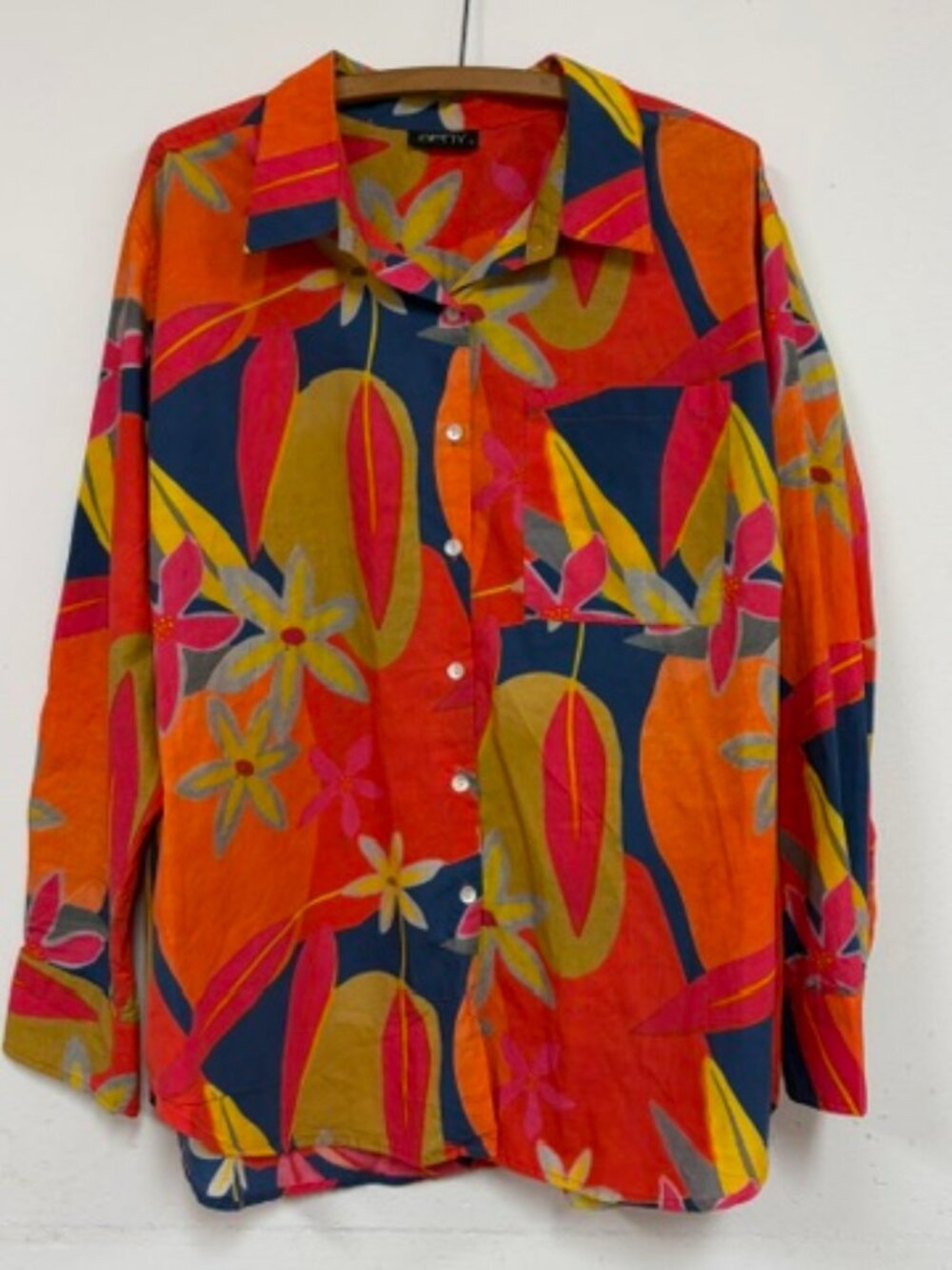 APNY Oversized Boyfriend Button-Up Mod Floral Shirt